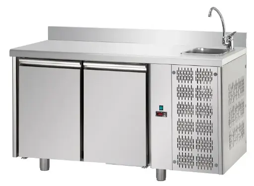 JKS TF02MIDGNLAL – TWO DOOR COUNTER REFRIGERATOR W/ BACKSPLASH AND SINK CAP